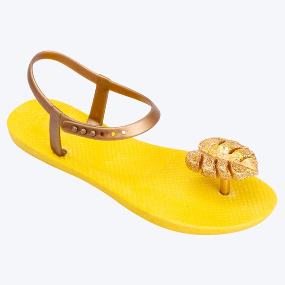 ZHOELALA — Sandals Comfort "TROPICAL LEAVES" • Sunny Lemon - Picture 3 of 8